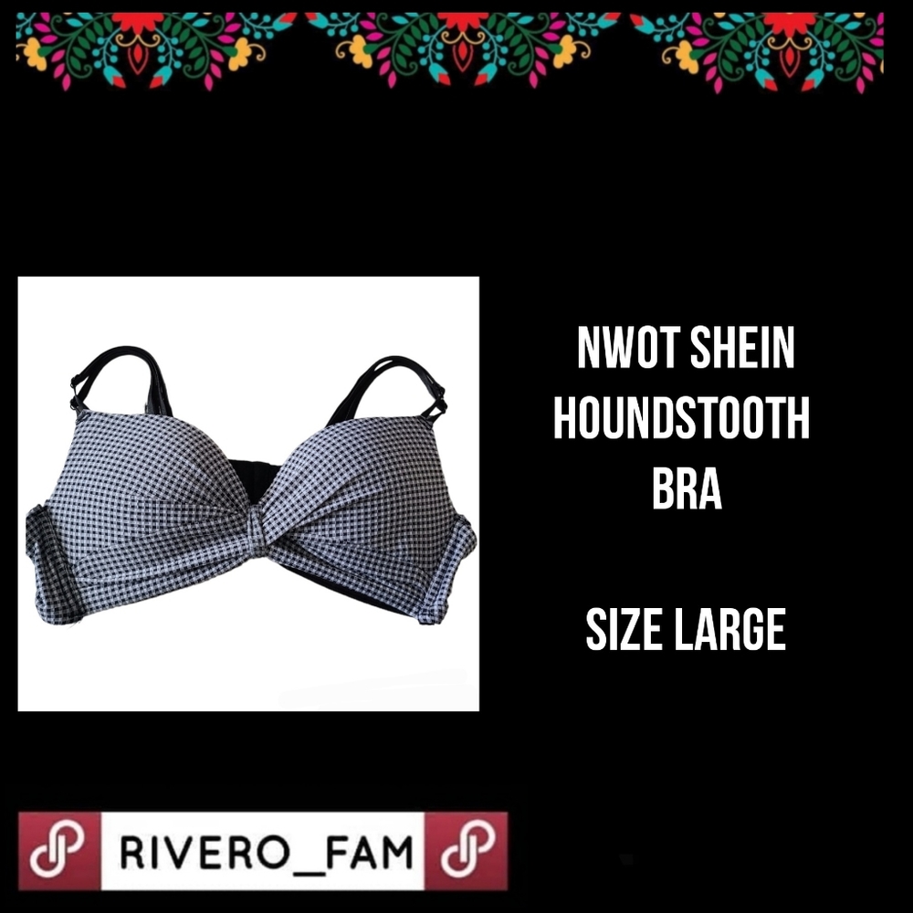 NWOT| SHEIN| HOUNDSTOOTH BRA| WIRE FREE